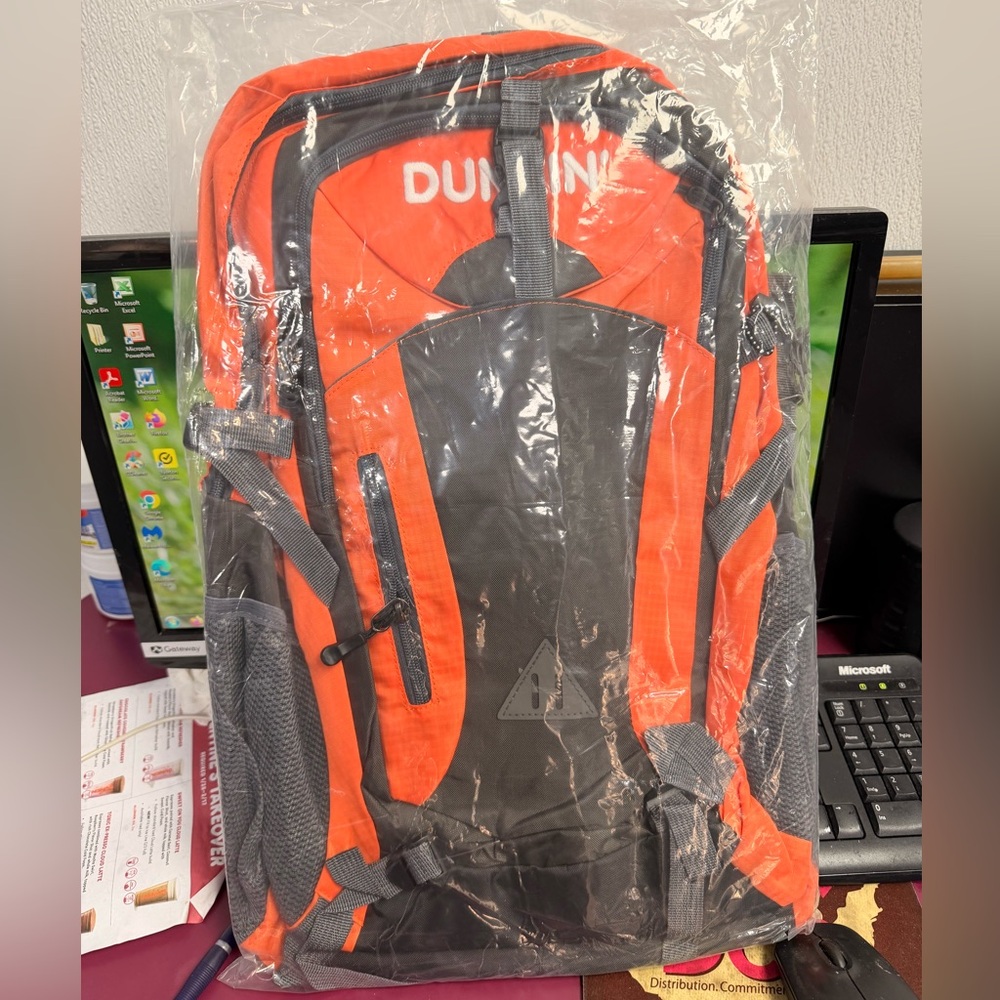 Stylish Black and Orange Dunkin hiking backpack